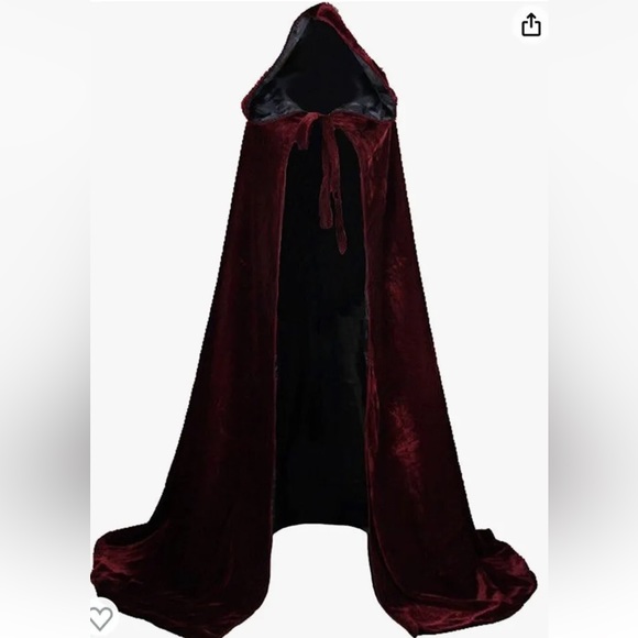 Wikka Robe Other | Burgundy Velvet Hooded Cloak Gothic Vampire Wicca Robe Medieval ...